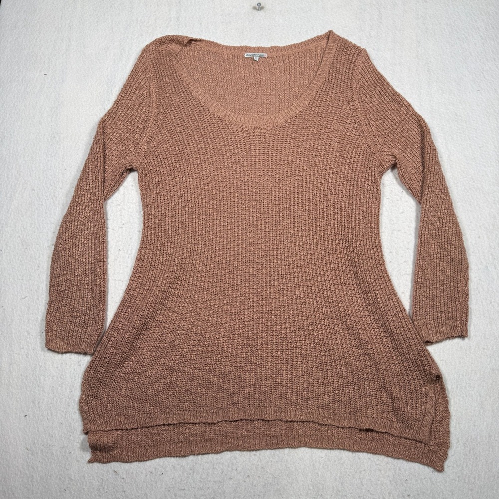 Charlotte Russe Plus Mauve Pink Open Knit Scoop Neck Tunic Sweater 3X 101331